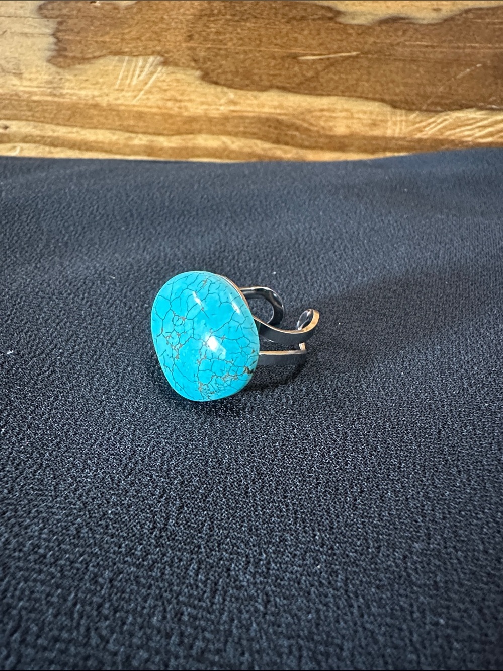 Plunder adjustable Turquoise Blue Matrix Stone Ring
